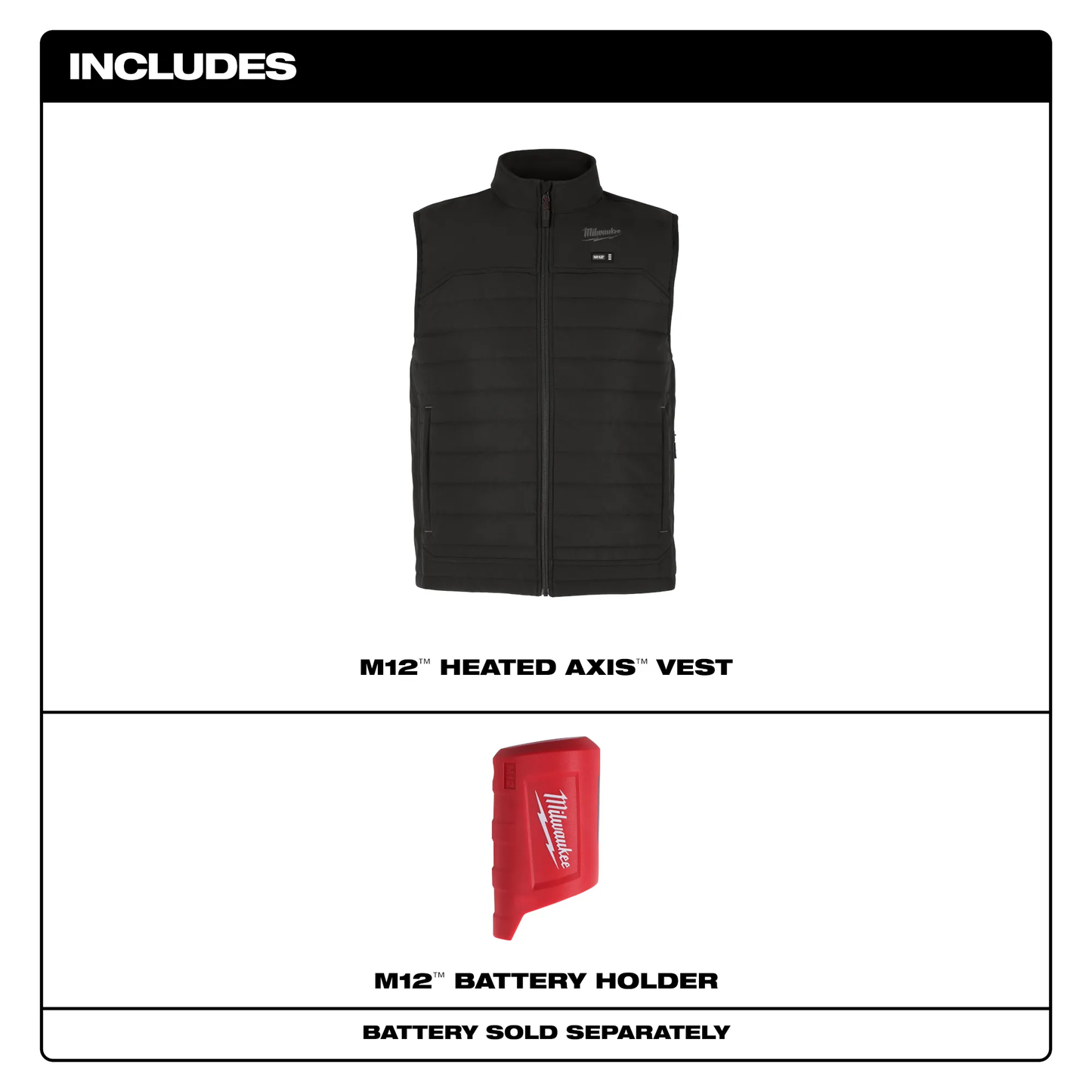 Milwaukee M300B-20 M12 HEAT BLACK AXIS VEST ONLY 