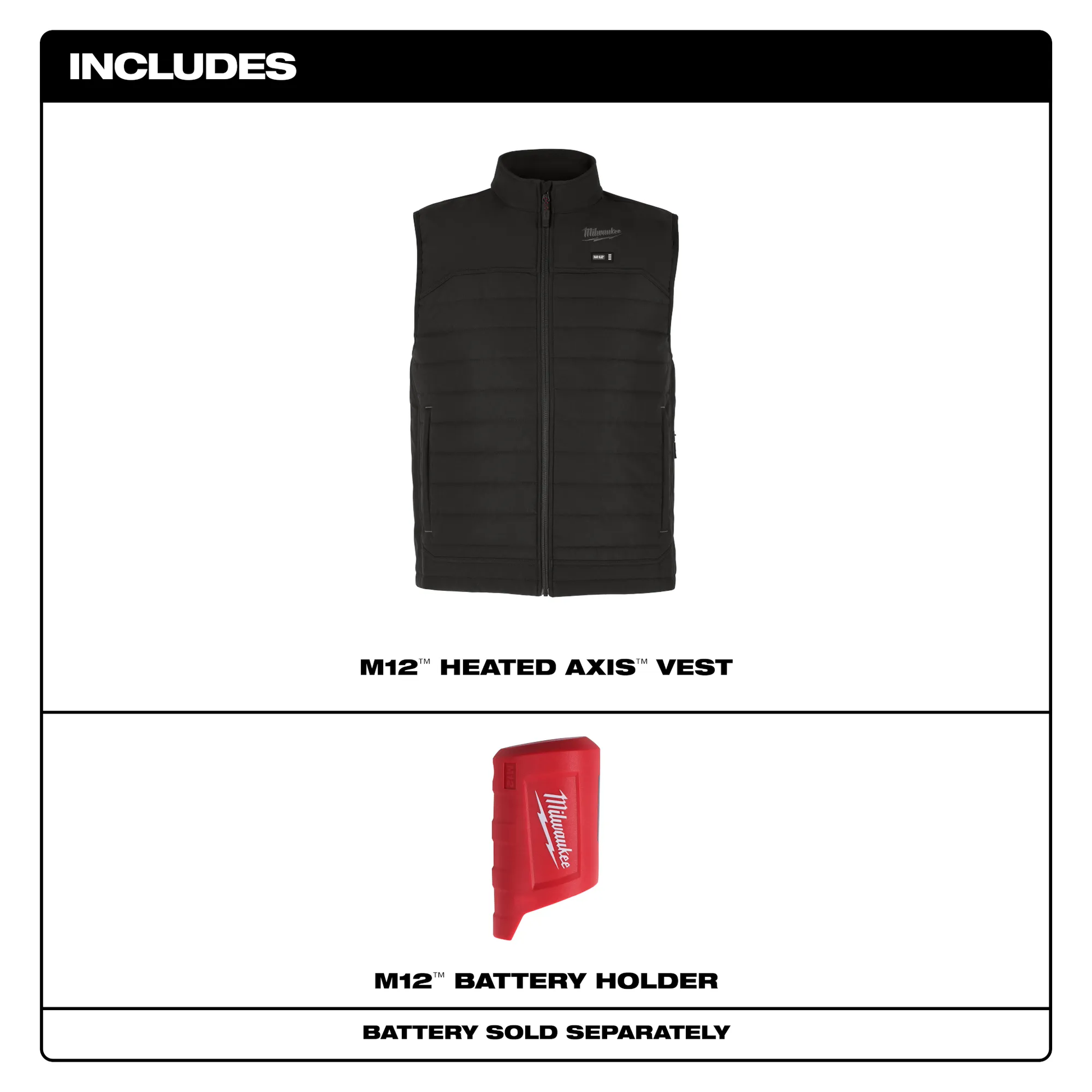 Milwaukee M300B-20 M12 HEAT BLACK AXIS VEST ONLY 