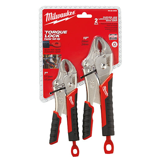 Milwaukee 48-22-3402, 2PC TORQUE LOCK Curved Jaw Locking Pliers Set