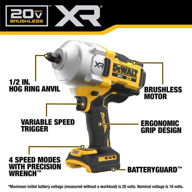 DEWALT DCF964B, 20V MAX XR 3 SPEED 3/4'' HIGH TORQUE IMPACT WRENCH (Tool Only)