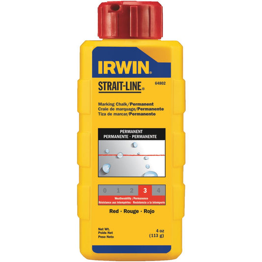 Irwin 64802, Strait-Line Permanent Marking Chalk, Red (4 oz)