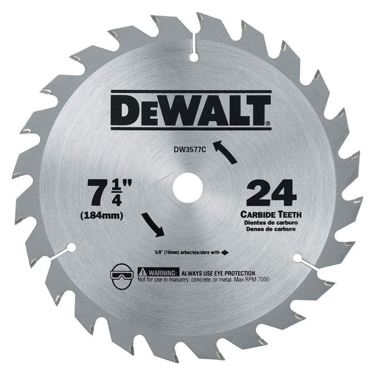 DEWALT DW3577C, 7-1/4'' 24T Carbide Opp Saw Blade (25/Pkg sold/ea)