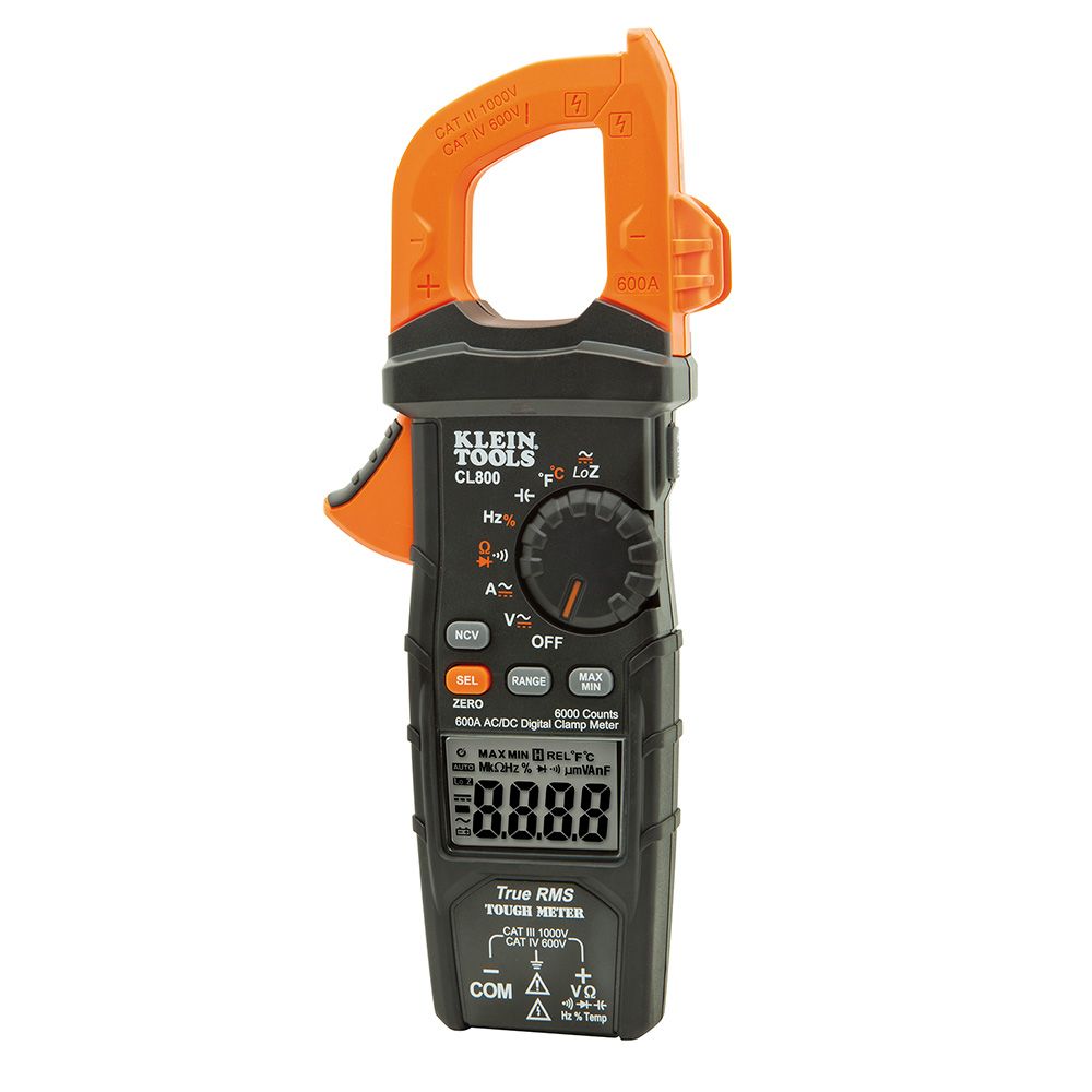 Klein Tools CL800, Digital Clamp Meter, AC Auto-Range TRMS, Low Impedance (LoZ), Auto Off