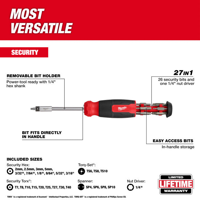 Milwaukee 48-22-2911, 27-in-1 Security Multi-Bit Screwdriver