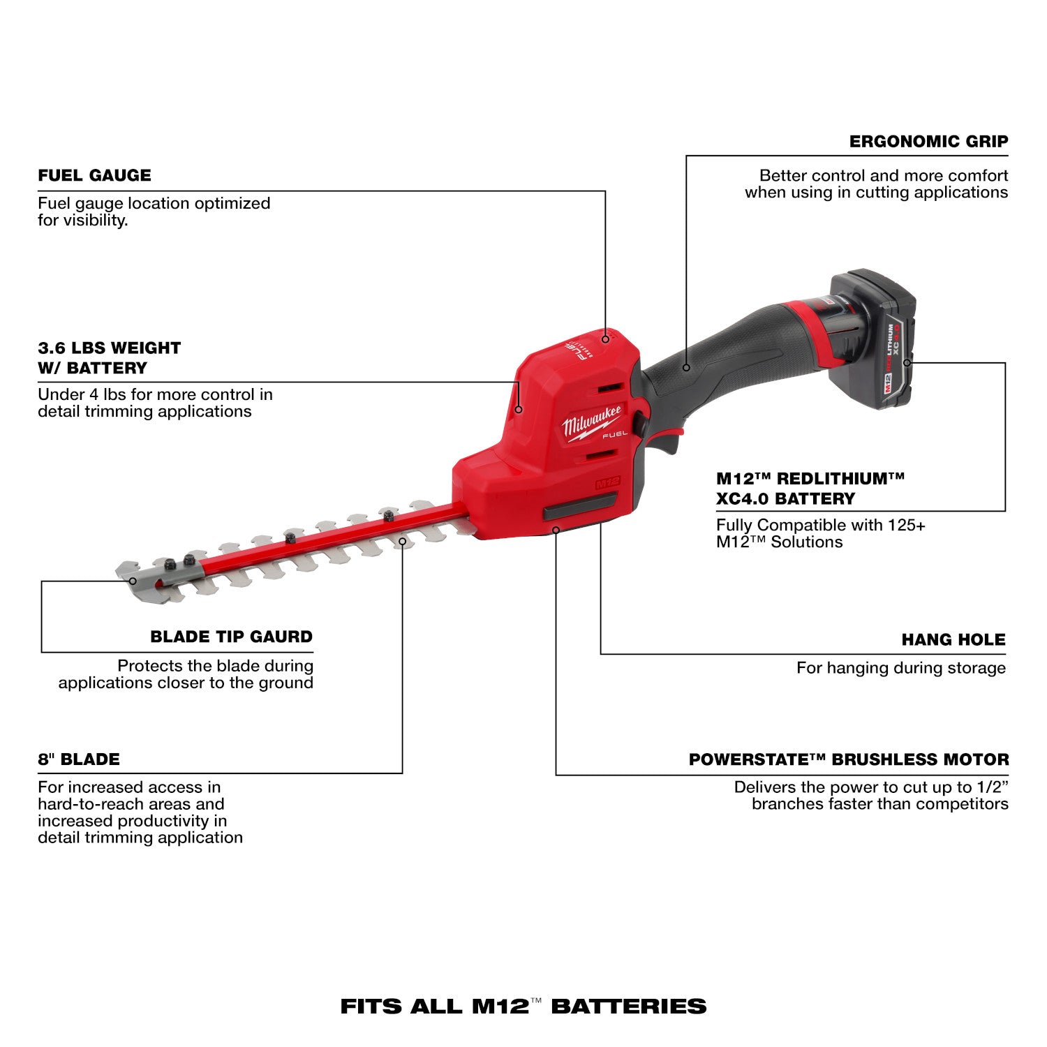 Milwaukee 2533-21, M12 FUEL 8" Hedge Trimmer Kit