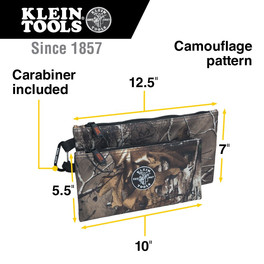 Klein Tools 55560, Zipper Bags, Camo Tool Pouches, 2-Pack