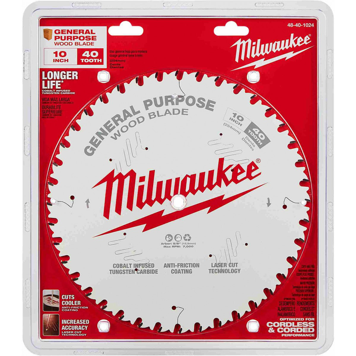 Milwaukee 48-40-1024, 10" 40T General Purpose Circular Saw Blade