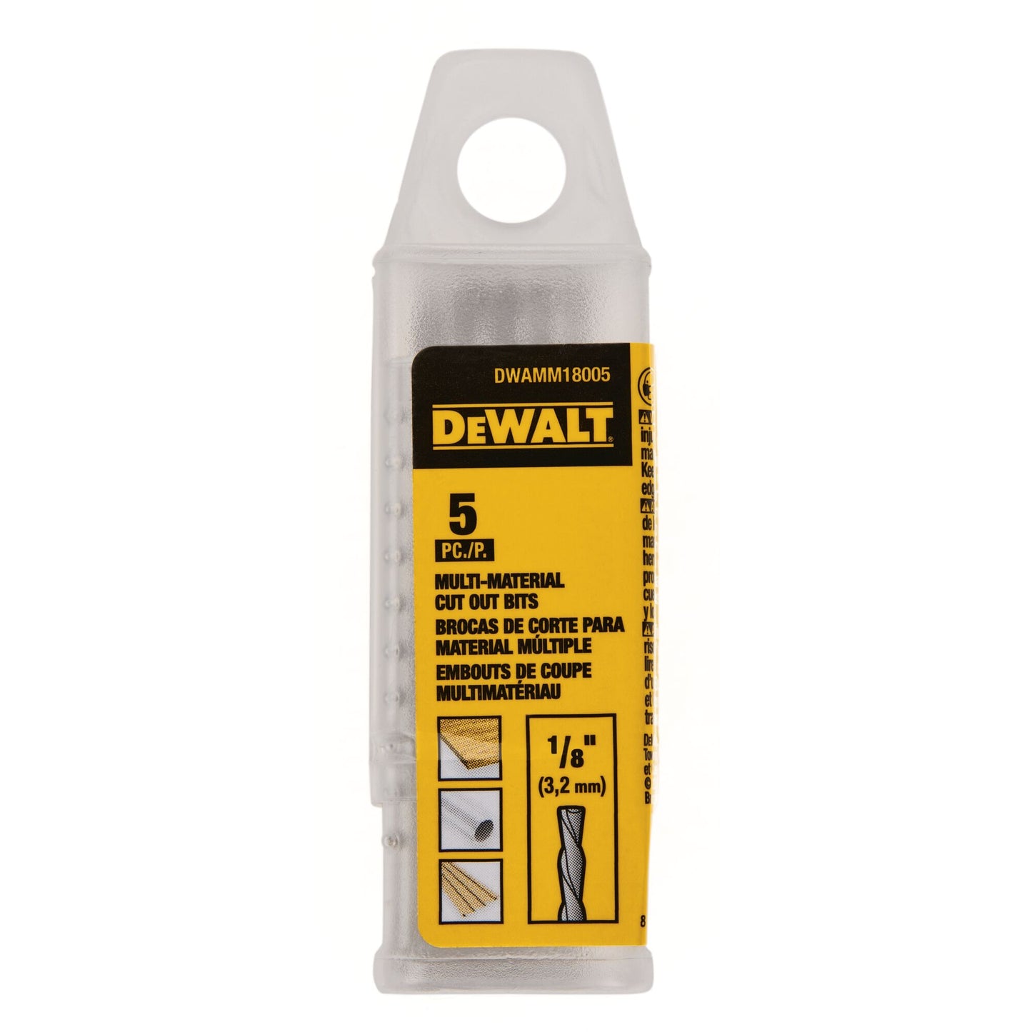 DEWALT DWAMM18005, 1/8'' Multi-Material Cut Out Bit (5/pkg)