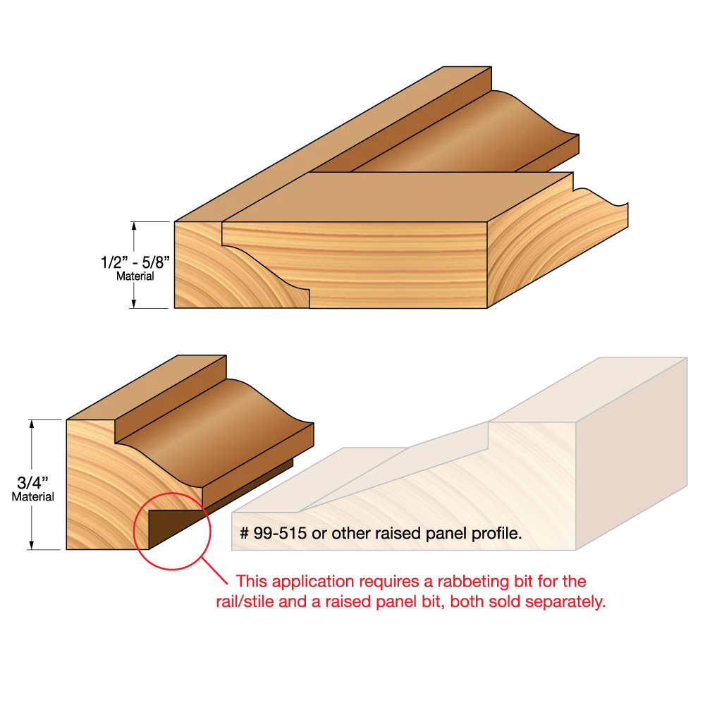 Freud 99-470, Carbide Router Bit - 1-1/2" Reversible Wainscoting Bit (1/2" Shank)