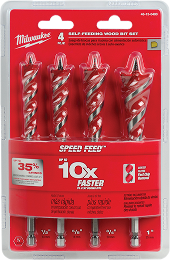 Milwaukee 48-13-0400, 4 pc 6-1/2" SPEED FEED Wood Bit Set