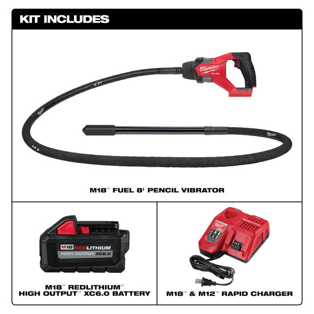 Milwaukee 2911-21, M18 FUEL™ 8' Concrete Pencil Vibrator Kit