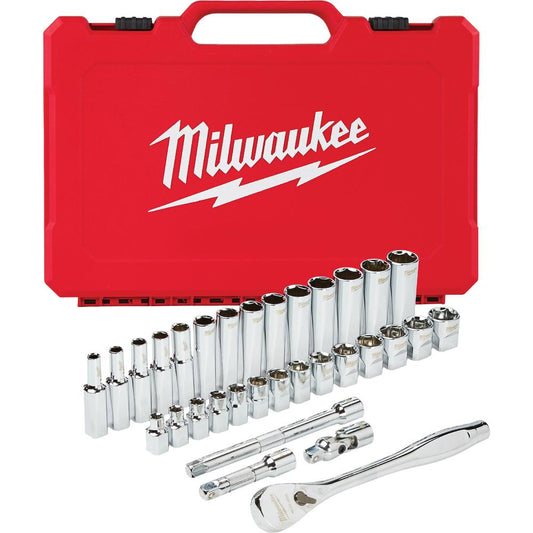 Milwaukee 48-22-9508, 3/8" Drive 32 pc Ratchet & Socket Set (Metric)