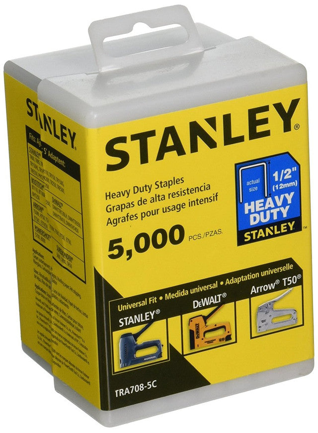 Stanley TRA708-5C, 1/2" Heavy Duty Staples (5000/pkg)