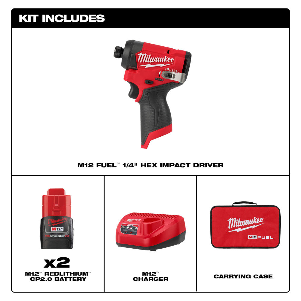 Milwaukee 3453-20, M12 FUEL™ 1/4" Hex Impact Driver (Tool Only)