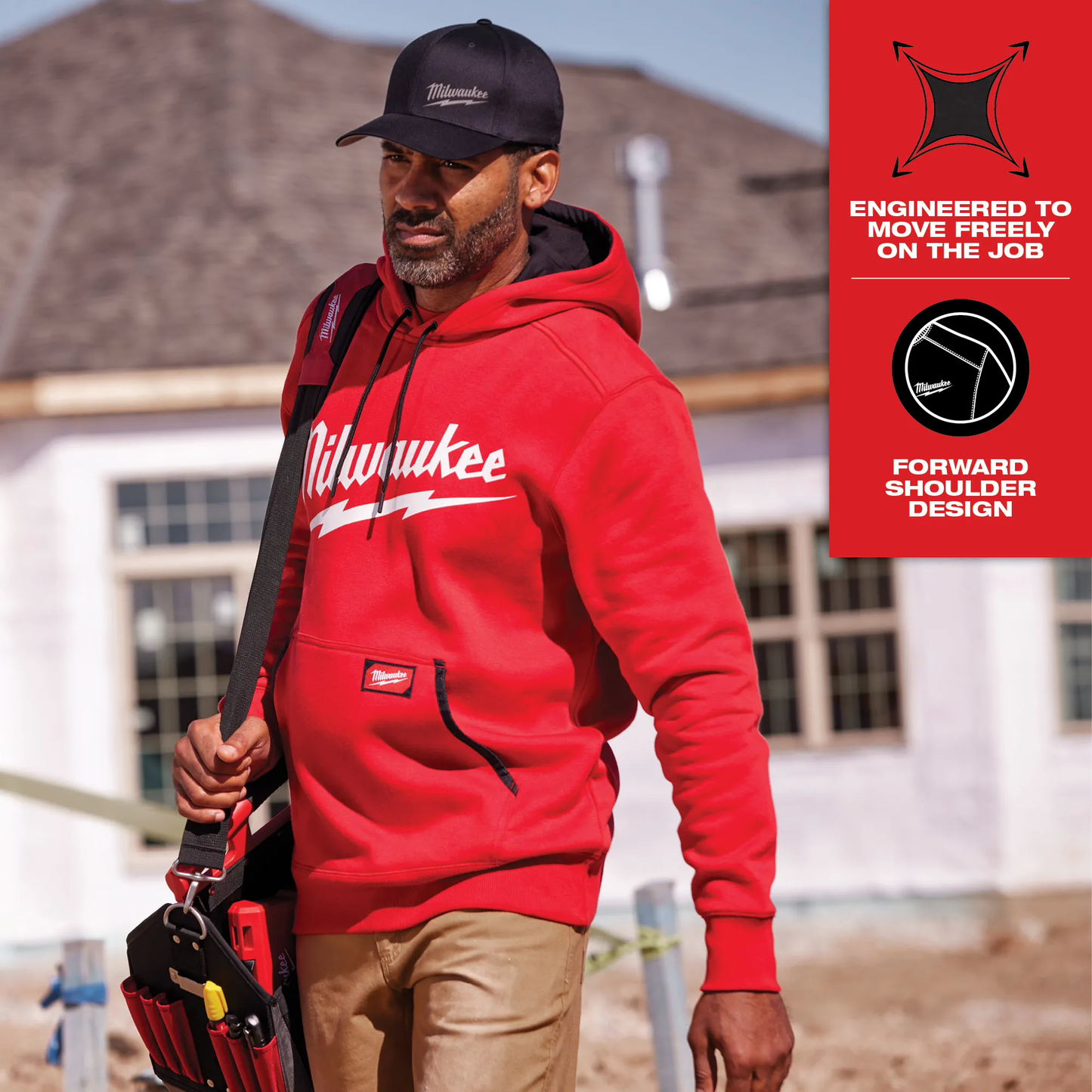 Milwaukee 352R-S, BIG LOGO MIDWEIGHT HOODIE - RED S