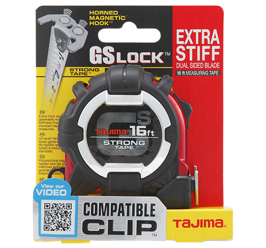 Tajima GS-MC16BW, GS-LOCK, 16ft x 1in strong tape & HORNED MAGNETIC HOOK with COMPATIBLE CLIP