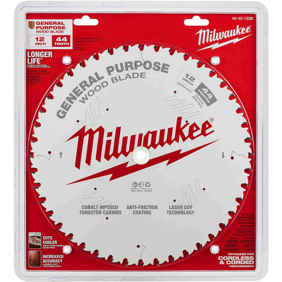 Milwaukee 48-40-1220, 12" 44T General Purpose Circular Saw Blade