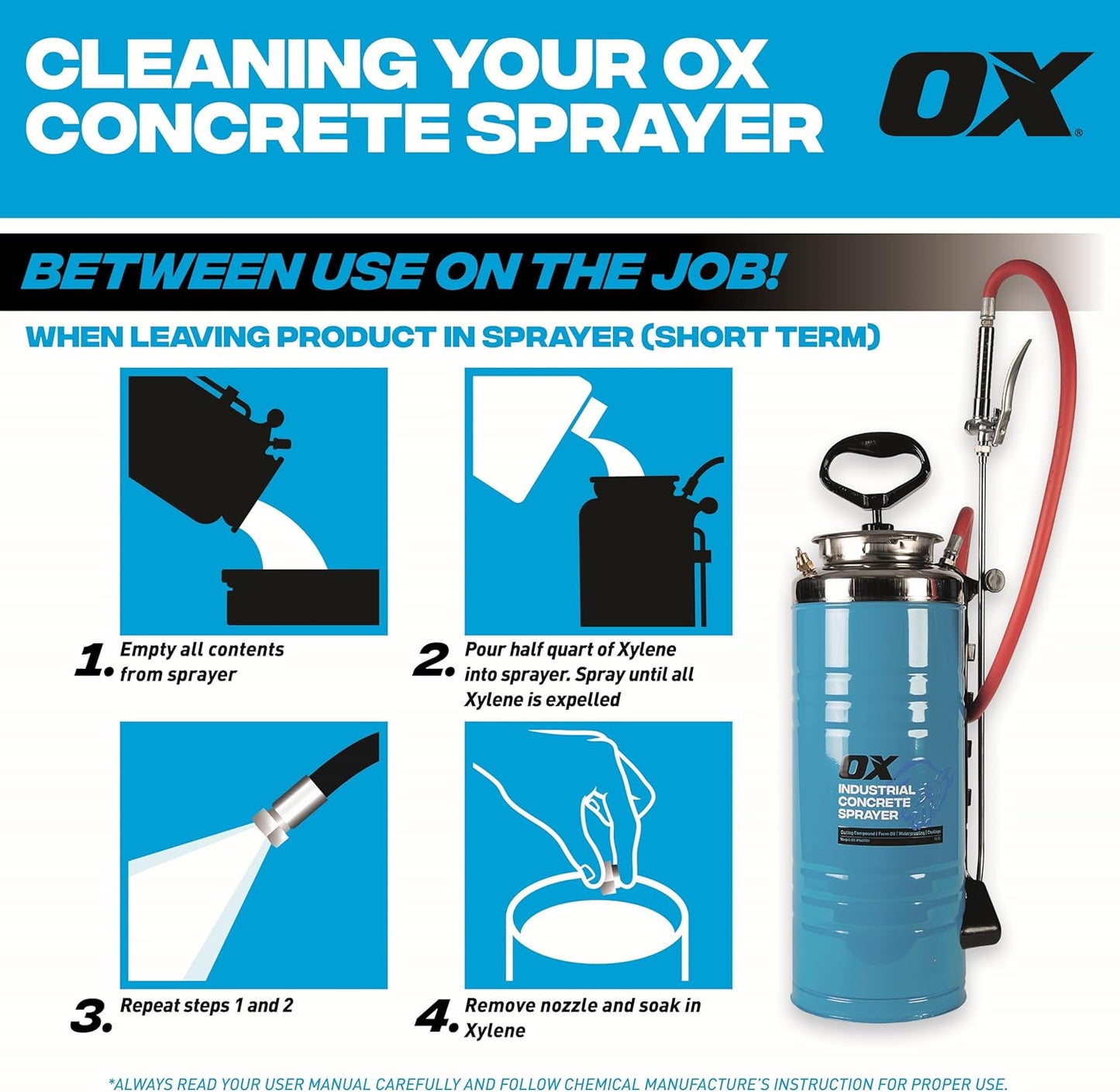 OX Tools OX-P045701, 13.2L CONCRETE SPRAYER – STAINLESS STEEL TANK & EPDM SEAL