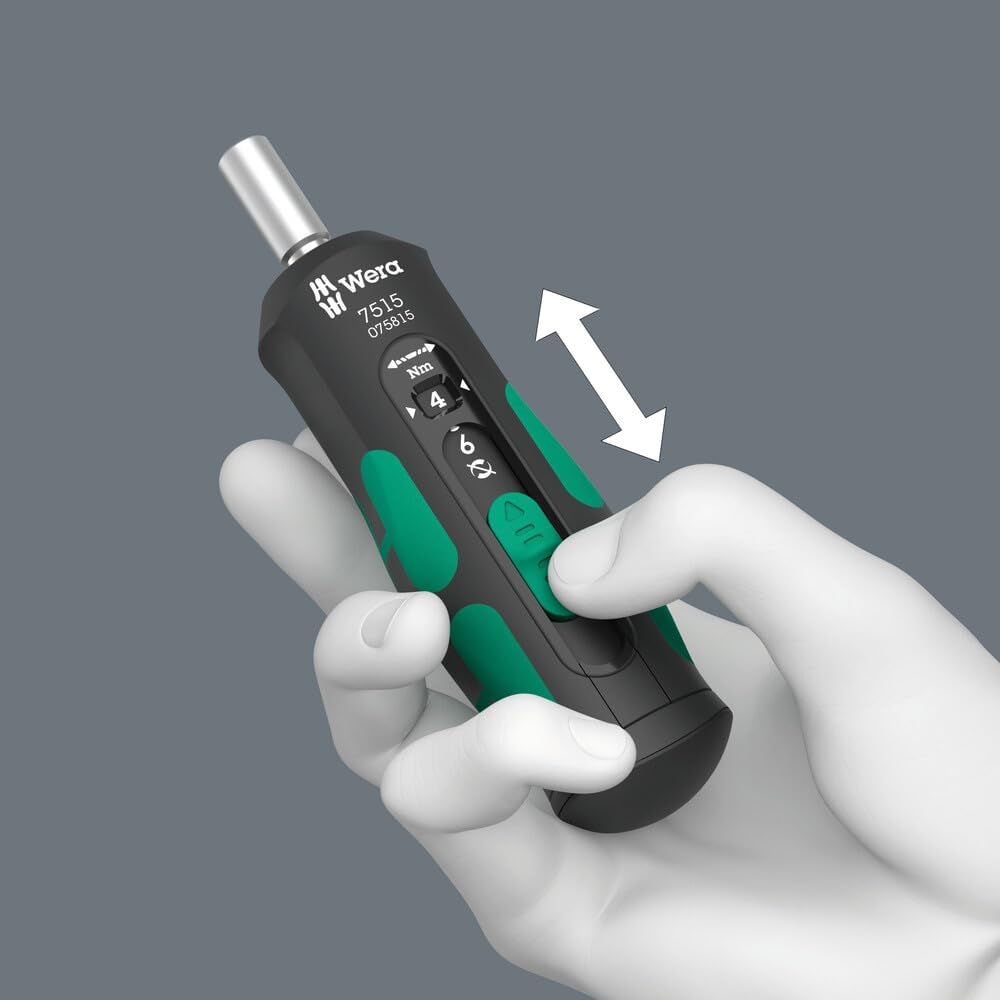 Wera 05075815001, 7515 Kraftform Safe-Torque Speed Torque screwdriver, 2-6 Nm, 1/4" x 2.0 Nm x 3.0 Nm x 4.0 Nm x 5.0 Nm x 6.0 Nm x 147.5 mm