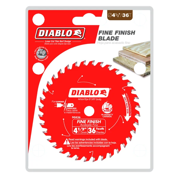 Diablo D0436X, 4‑1/2" x 36T Finish Trim Saw Blade