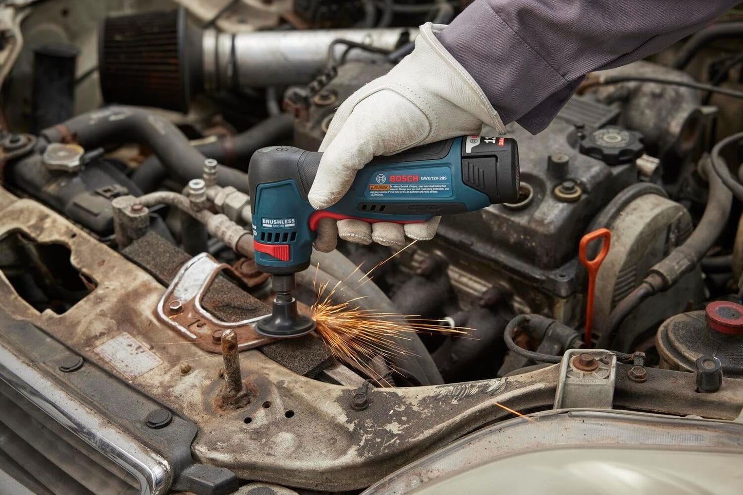 Bosch GWG12V-20SB23, 1/4" Right Angle Die Grinder Kit with 2x 3Ah Batteries