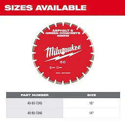 Milwaukee 49-93-7240, 14"x.125x1/20MM ASPHALT/GREEN