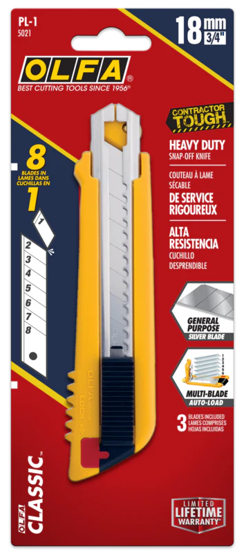 OLFA 5021, 18mm Multi-Blade Auto Load Utility Knife (PL-1)