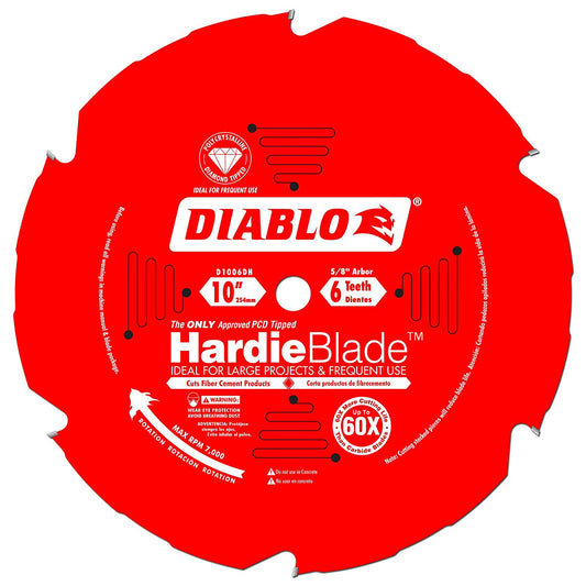 Diablo D1006DH, 10" x 6T PCD Fiber Cement Blade