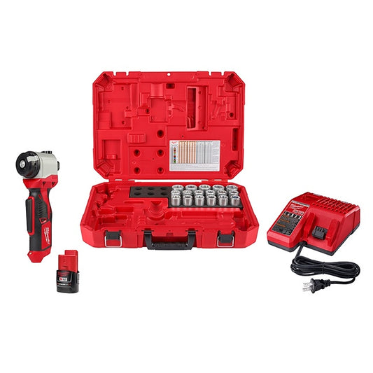 Milwaukee 2435CU-21S, M12 Cable Stripper Kit with 17 Cu THHN / XHHW Bushings