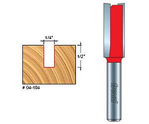 Freud 04-104, 1/4" Double Flute Straight Router Bit (1/4" Shank)