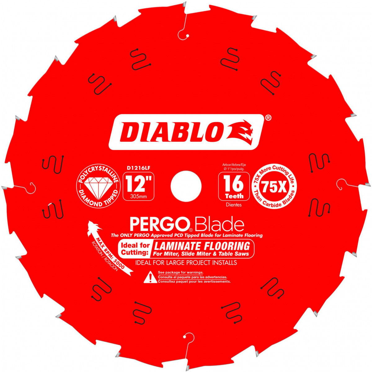 Diablo D1216LF, 12" x 16T PCD Laminate Flooring Blade