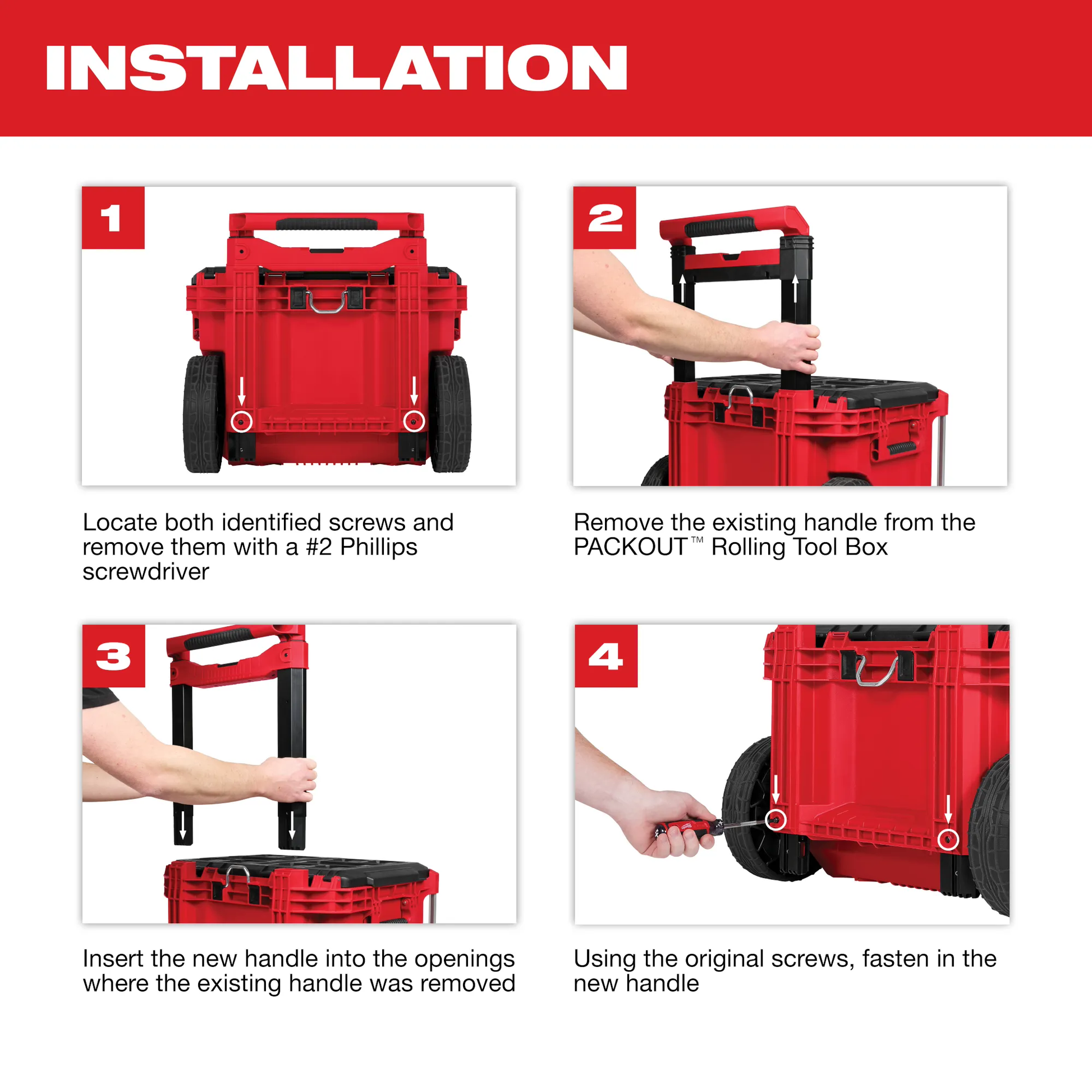 Milwaukee 48-22-8027, Low-Profile Handle for PACKOUT™ Rolling Tool Box