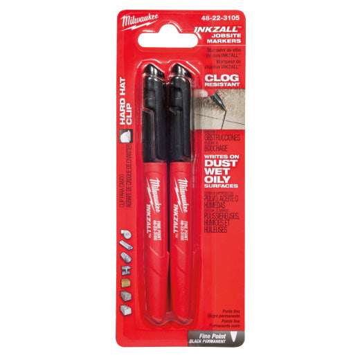 Milwaukee 48-22-3105, 2PK INKZALL Black Fine Point Marker