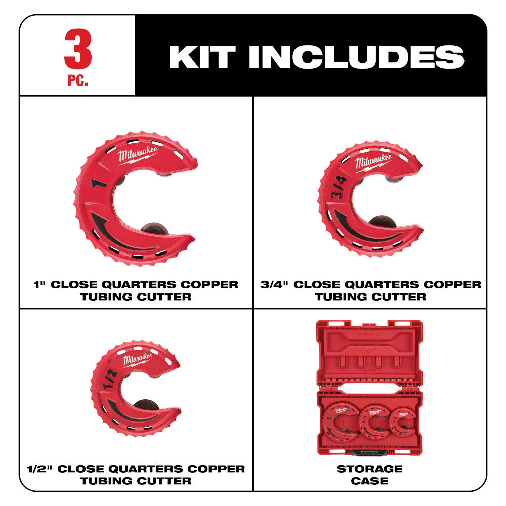 Milwaukee 48-22-4263, 3 pc Close Quarters Tubing Cutter Set