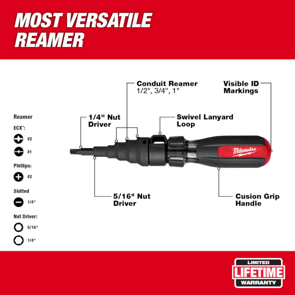 Milwaukee 48-22-2870, 7 in 1 Conduit Reamer w/ ECX Bit​