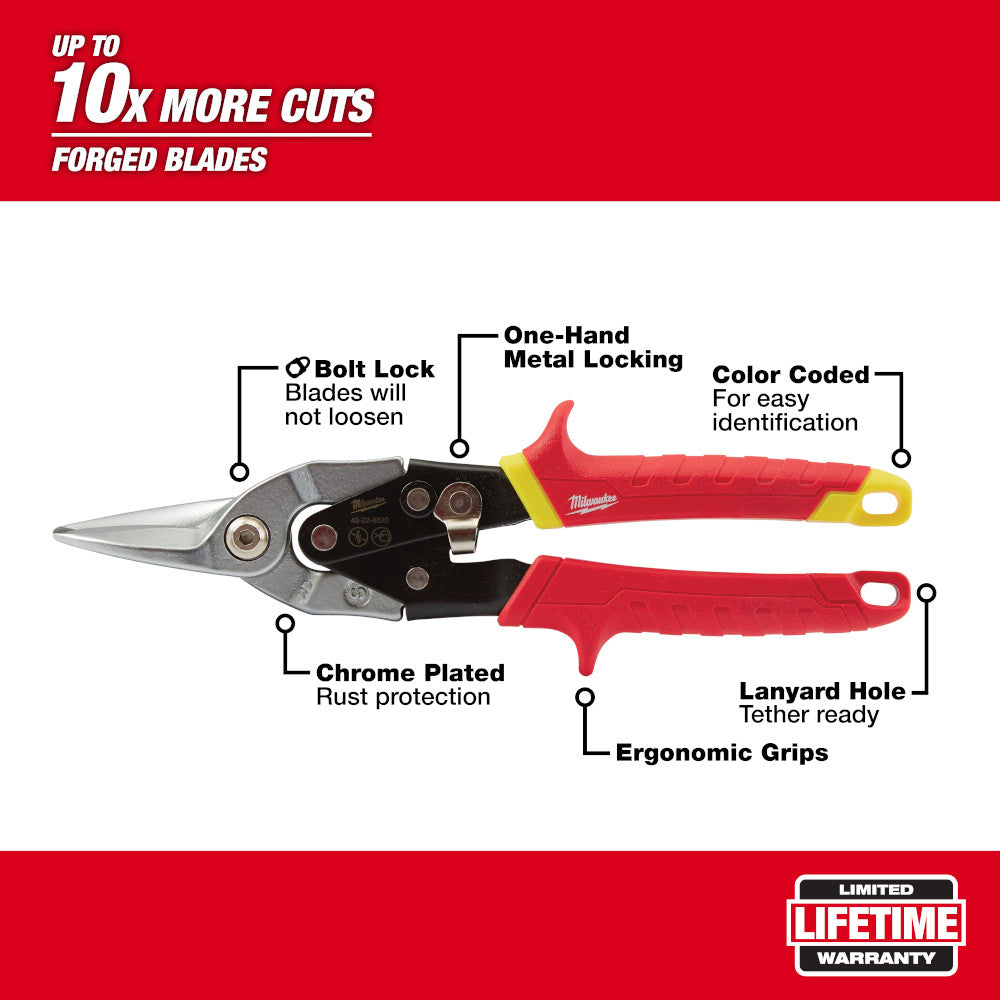 Milwaukee 48-22-4530, Straight Cutting Aviation Snips