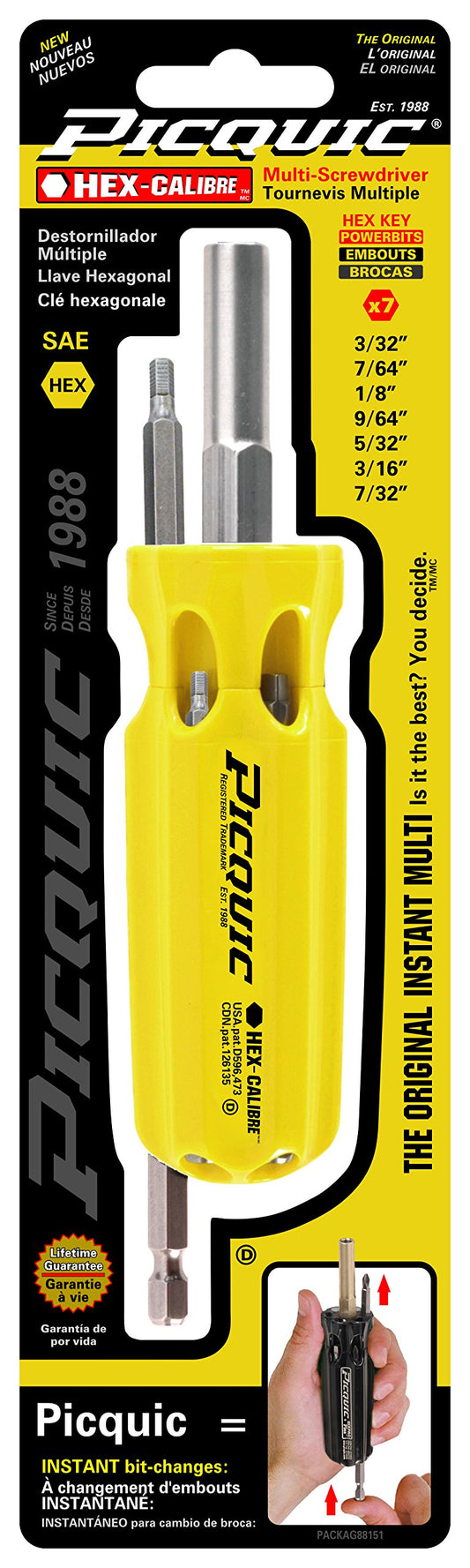 Picquic 88151,  Hex-Calibre SAE Multi-Bit Screwdriver