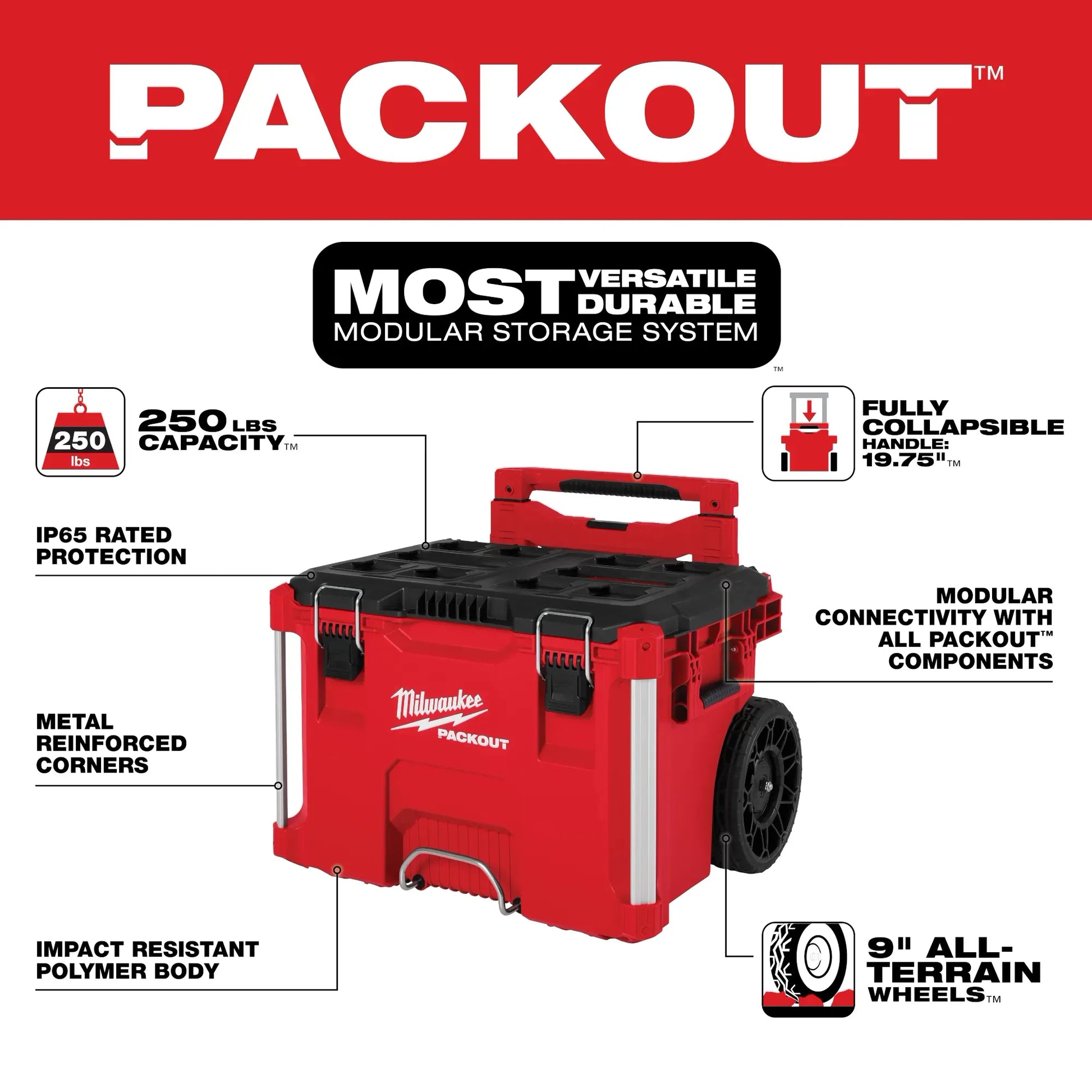 Milwaukee 48-22-8427, PACKOUT™ Rolling Tool Box