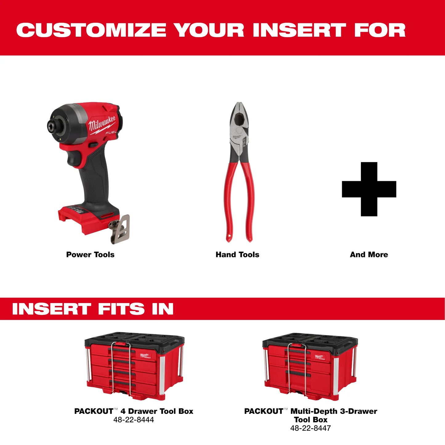 Milwaukee 48-22-8453, Low-Profile Customizable Foam Insert for PACKOUT™ Drawer Tool Boxes