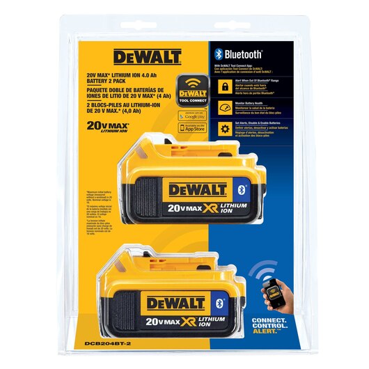 DEWALT DCB204BT-2, 20V MAX Compact Battery with Bluetooth, Twin Pack (4.0 Ah)