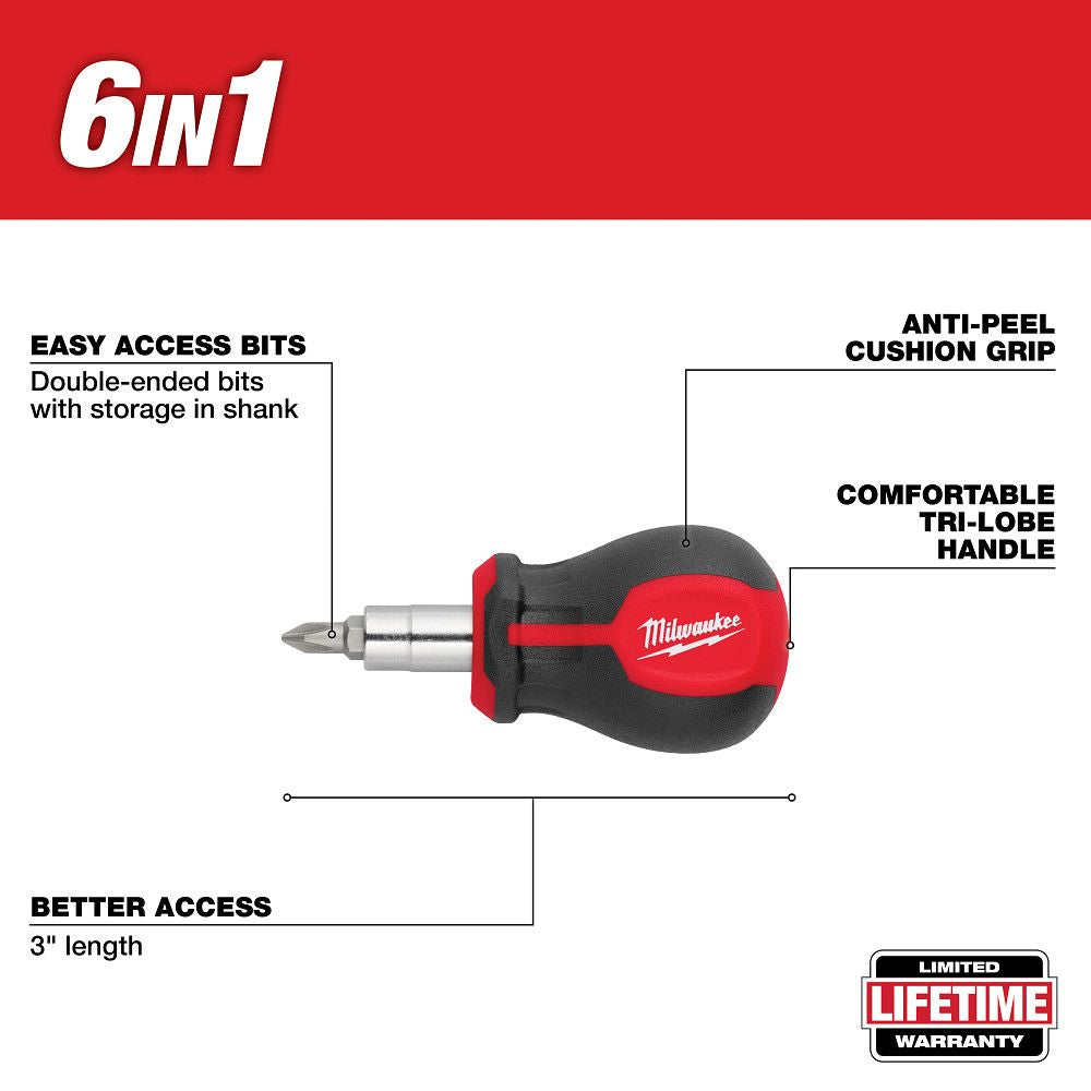 Milwaukee 48-22-2762, 6IN1 STUBBY MULTI-BIT SCREWDRIVER