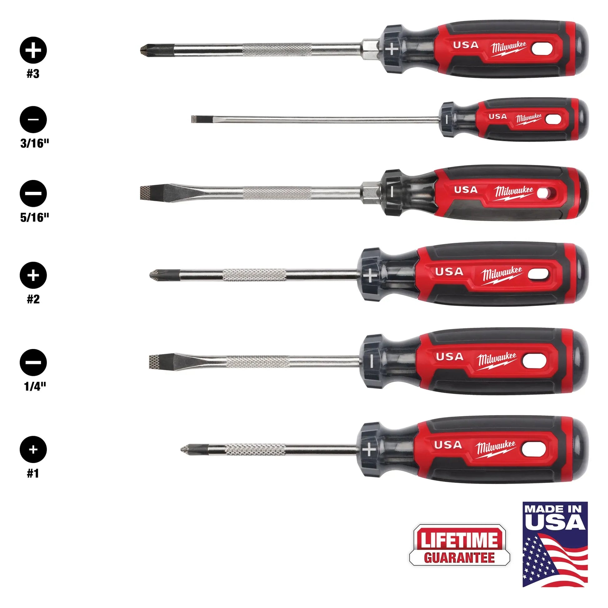 Milwaukee MT200-6, 6pc Cushion Grip Screwdriver Sets - USA