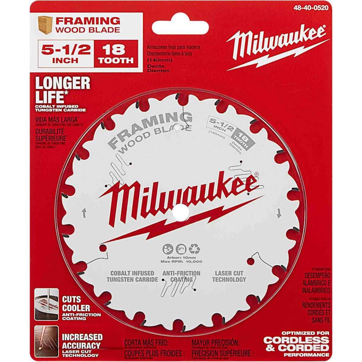 Milwaukee 48-40-0520, 5-1/2" 18T Framing Circular Saw Blade