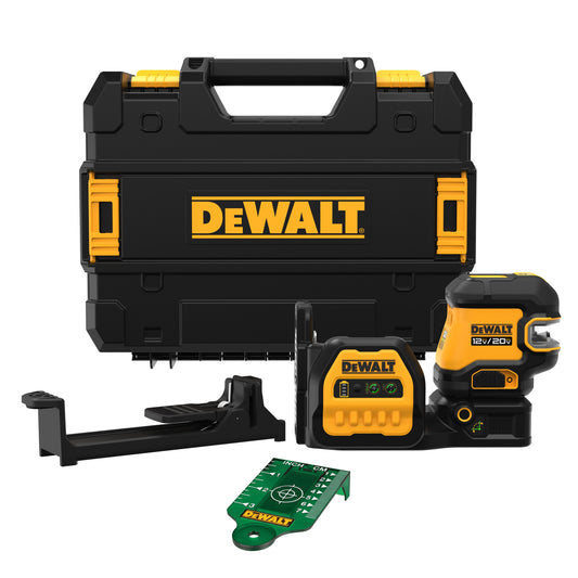 DEWALT DCLE34220GB, 20V MAX Cordless Cross Line Green Laser Kit