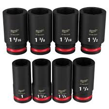 Milwaukee 49-66-7018, 3/4" Drive SHOCKWAVE Impact Duty SAE Deep 6 Point Socket Set - 8 Piece