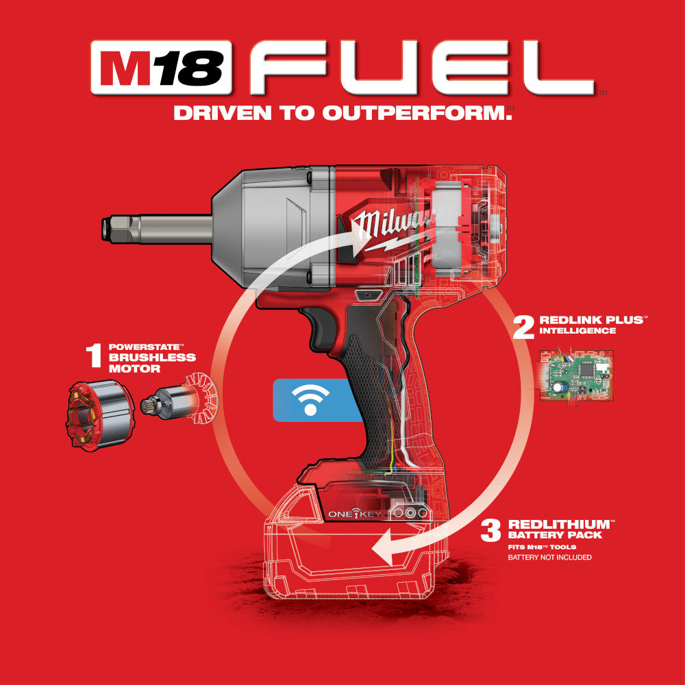 Milwaukee 2769-20, M18 FUEL 1/2" Ext. Anvil Controlled Torque Impact Wrench w/ ONE-KEY (Tool Only)