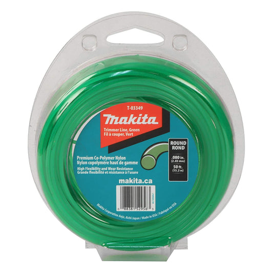 Makita T-03349, .080" Round Trimmer Line green 50' Pkg