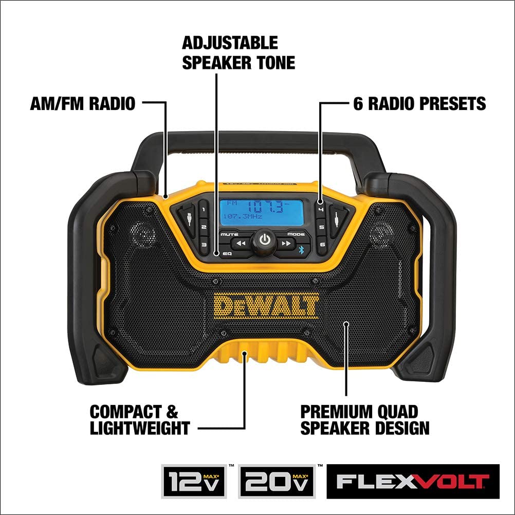 DEWALT DCR028B, 12V/20V MAX JobSite Bluetooth Radio