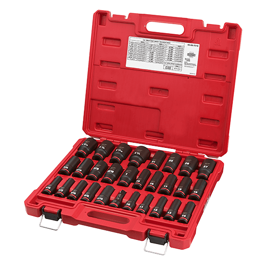 Milwaukee 49-66-7016, 1/2" Drive SHOCKWAVE Impact Duty SAE & Metric Deep 6 Point Socket Set - 29 Piece