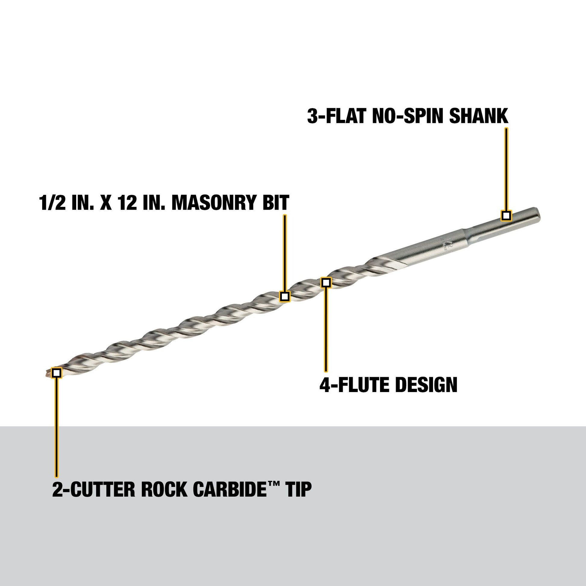 DEWALT DW5236, 1/2'' x 12'' Carbide Hammer Drill Bits (Discontinued)